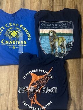 Ocean & Coast Men’s T-Shirts LOT OF 3 Fishing, Outdoors Size Large New